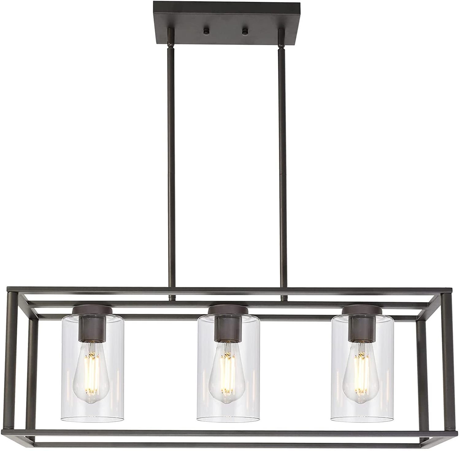 Contemporary Chandeliers Modern Lighting Fixtures Kitchen Cage Linear Farmhouse Flush Mount Hanging  Light with Glass Shade