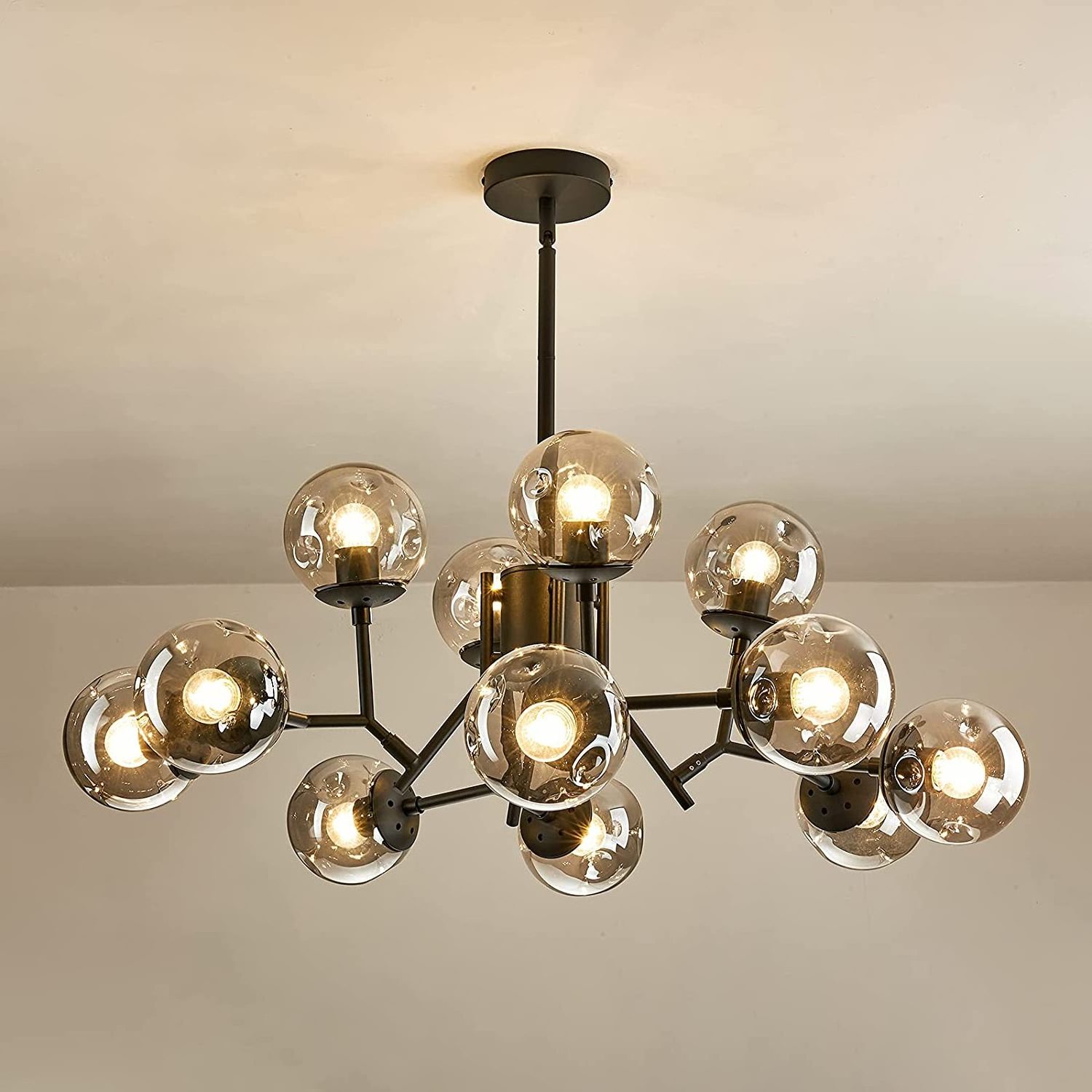 Sputnik Chandeliers 12 Lights Industrial Vintage Ceiling Light Fixture Adjustable Modern Black Sputnik Lamp