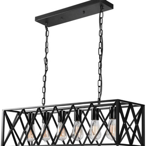 4-Light Farmhouse Kitchen Island Pendant Lighting Industrial Black Chandelier Lamp Fixture For Dinging Room Foyer