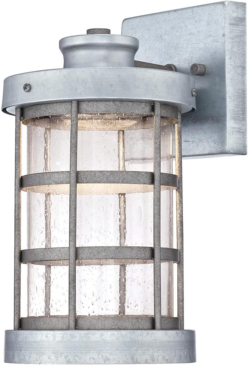 Outdoor Wall Lantern Modern Exterior Light Fixture White Finish With Seeded Glass Lamp For Porch Garage