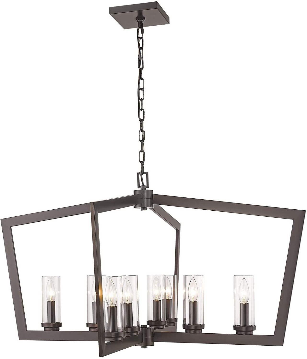 Modern 8-Light Oil Rubbed Bronze Finished with Clear Glass Shade iron Light Fixture Farmhouse Chandelier for Dining Room Kitchen