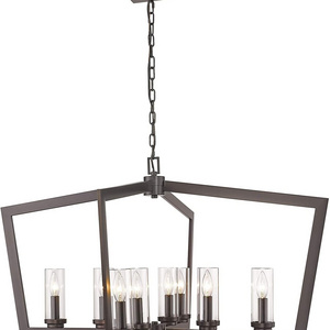 Modern 8-Light Oil Rubbed Bronze Finished with Clear Glass Shade iron Light Fixture Farmhouse Chandelier for Dining Room Kitchen