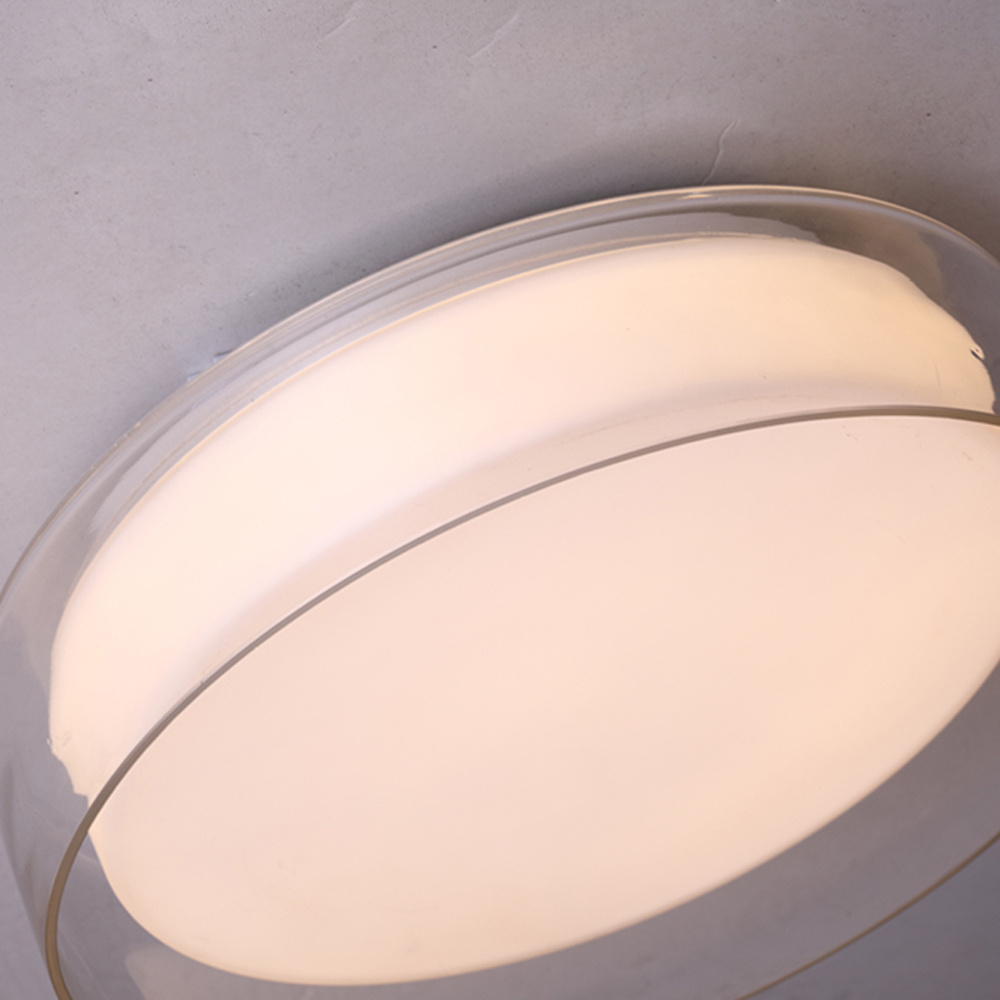 Minimalist Simple Design Opal Clear  Milk Glass Flush Mounted Ceiling Light  Interior Living  Dinning Room