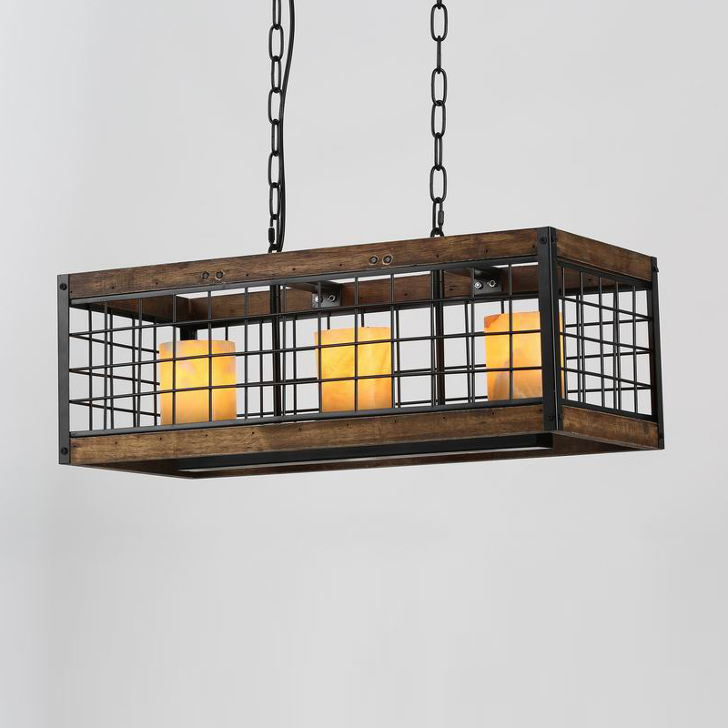 Chandelier Farmhouse Kitchen Island Fixture 5Light Edison E26 Black Kitchen Wood Hanging Pendant Lighting Industrial Dining Room