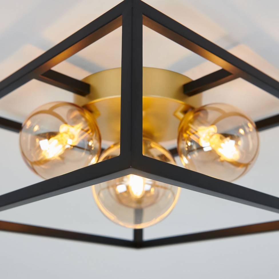 3-Light Chandelier Modern Black Ceiling Light Fixture For Living Room Kitchen