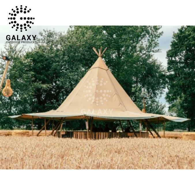 Customized Large Luxury Indian Straw Hat Tent Outdoor Camping Restaurant Bar Pyramid Canopy Tipi For Hotel Tent