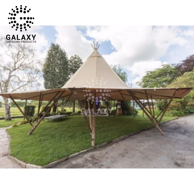 Customized Large Luxury Indian Straw Hat Tent Outdoor Camping Restaurant Bar Pyramid Canopy Tipi For Hotel Tent