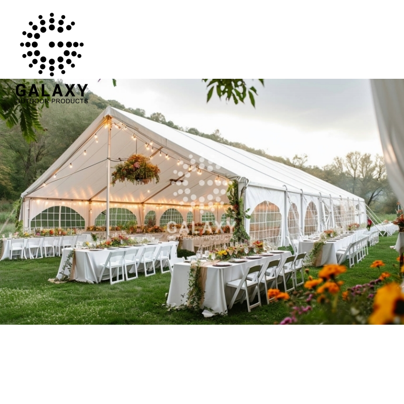 Windproof pvc coated polyester fabric event outdoor wedding marquee party clear clear top tent canopy for 500 people