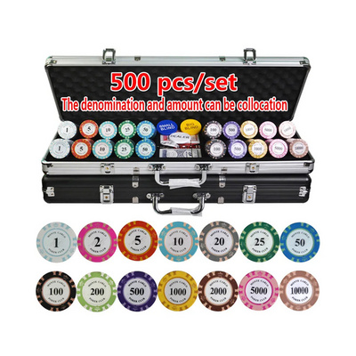 100-500PCS/SET Poker Chips Sets, Poker Chips Colorful Clay Crown Casino Chips Texas Hold'em Poker Sets With Aluminum suitcase