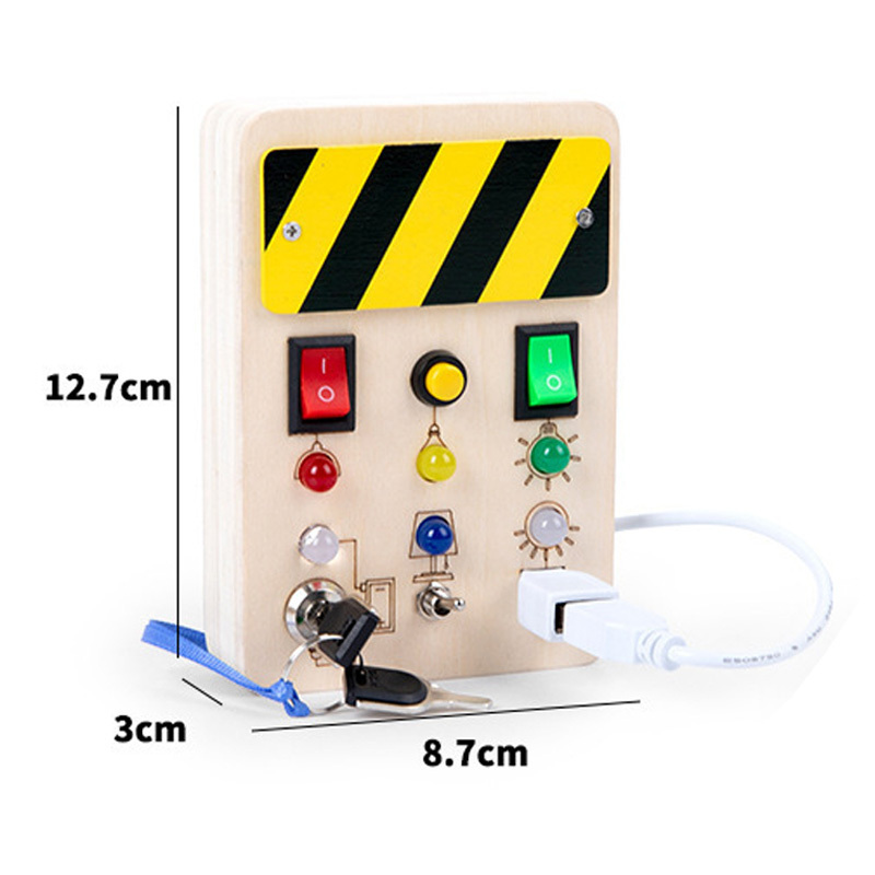 2023 new jouets speelgoed montessori materials pre school educational toys for wooden led busy board with 8 led light switches