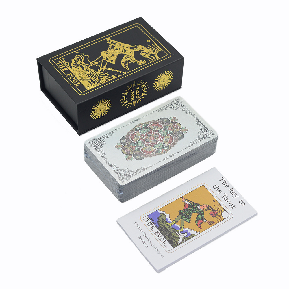 Manufacturer high quality tarot deck pvc card game printing classic pink gold foil laser custom tarot cards and oracle