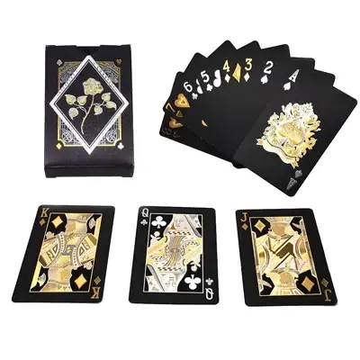 Custom LOGO Surface Finishing Material Packaging Printing High Quality Black Poker Gold/Silver Edge Plastic Paper Playing Cards