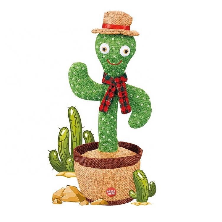 Electronic shake funny talk-back dancing cactus toy with 120 songs recording usb charging repeat arabic plush Christmas toys