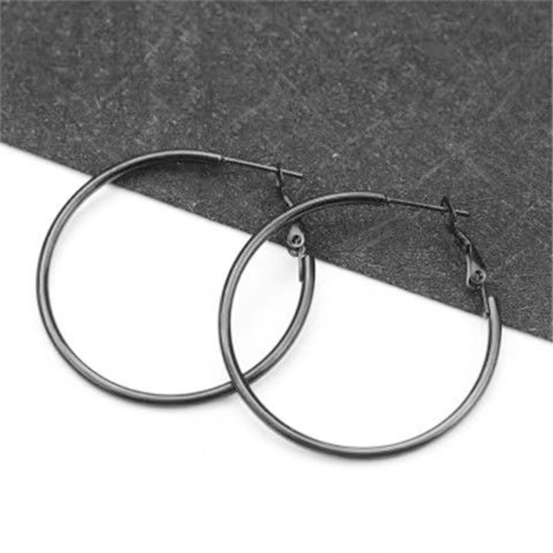 PVD Plated 316 Surgical Stainless Steel Hoop Earrings 2mm Wide Water Resistant Stainless Steel Hoops in 30mm to 80mm Diameter