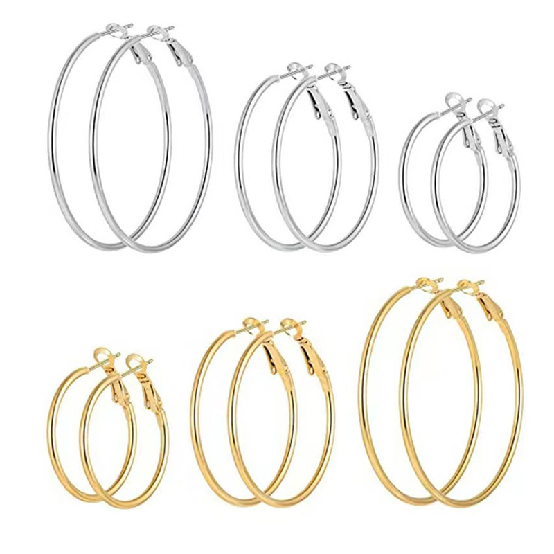 PVD Plated 316 Surgical Stainless Steel Hoop Earrings 2mm Wide Water Resistant Stainless Steel Hoops in 30mm to 80mm Diameter