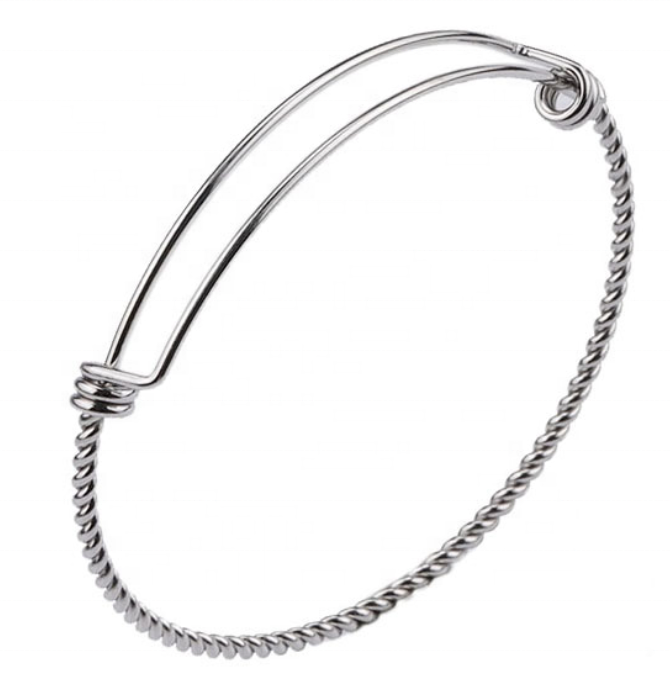 Stainless Steel Women's Expandable Blank Bangle Adjustable Rope Wire Bangle for DIY Jewelry Making Charm Bracelets