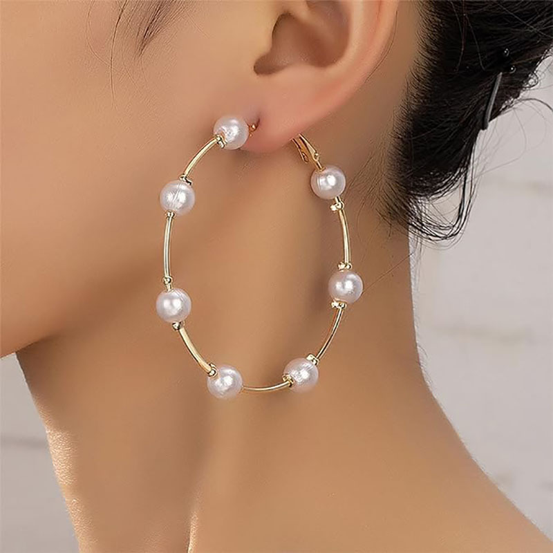 Fake Pearl Hoop Earrings for Women Fashion Hypoallergenic Girls Pearl Earrings Drop Dangle Earrings Jewelry Gifts