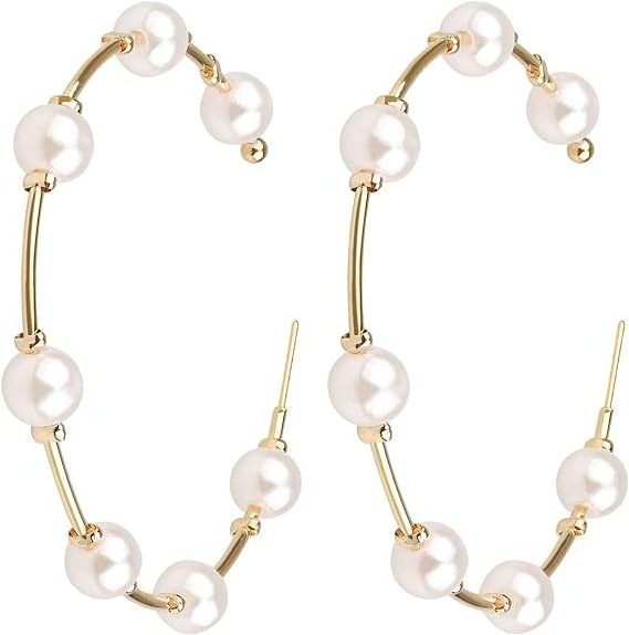 Fake Pearl Hoop Earrings for Women Fashion Hypoallergenic Girls Pearl Earrings Drop Dangle Earrings Jewelry Gifts