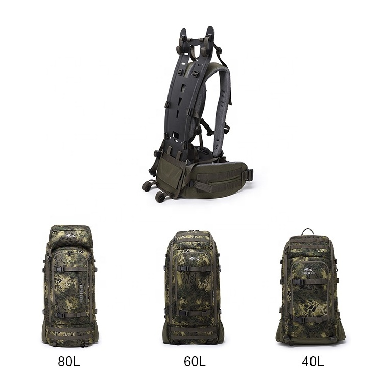 GAF Customized 60L Large Capacity Fishing Hunting Bags Outdoor Camo Hunting Backpack with Carbon Fiber Frame