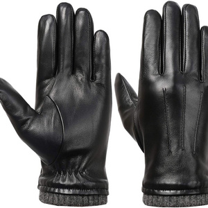 Wool Lining Men Winter Genuine Goatskin Sheepskin Leather Car Driving unlined gloves for cycling drive leather gloves for men