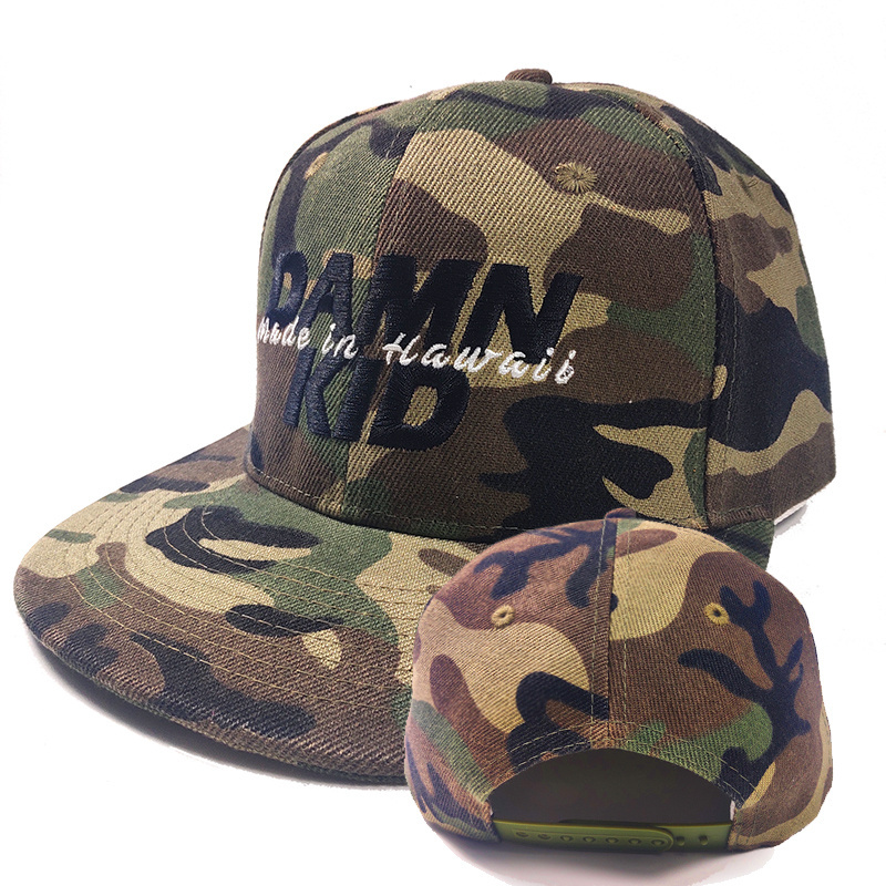 Wholesale United States 6 panel camo embroidery fun flip up brim logo Acrylic sports cap for men vendor custom snapback hats