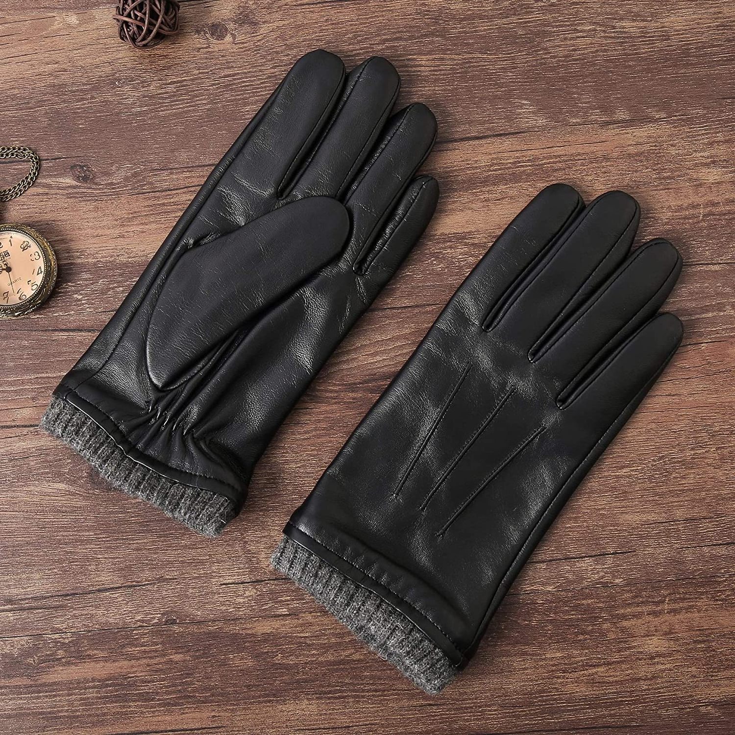 Wool Lining Men Winter Genuine Goatskin Sheepskin Leather Car Driving unlined gloves for cycling drive leather gloves for men