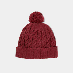 Winter Cable Sherpa Fleece Lined Ribbed Cable Knit Beanie Lattice Braided Knit Crossover Stitch Faux Fur Pom Soft Warm Hat