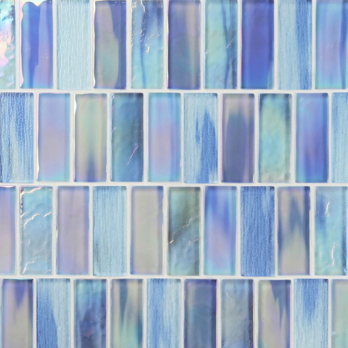 Bathroom Kitchen backsplash Iridescent Glossy Long Strip Bricks Crystal Glass Mosaic Tile