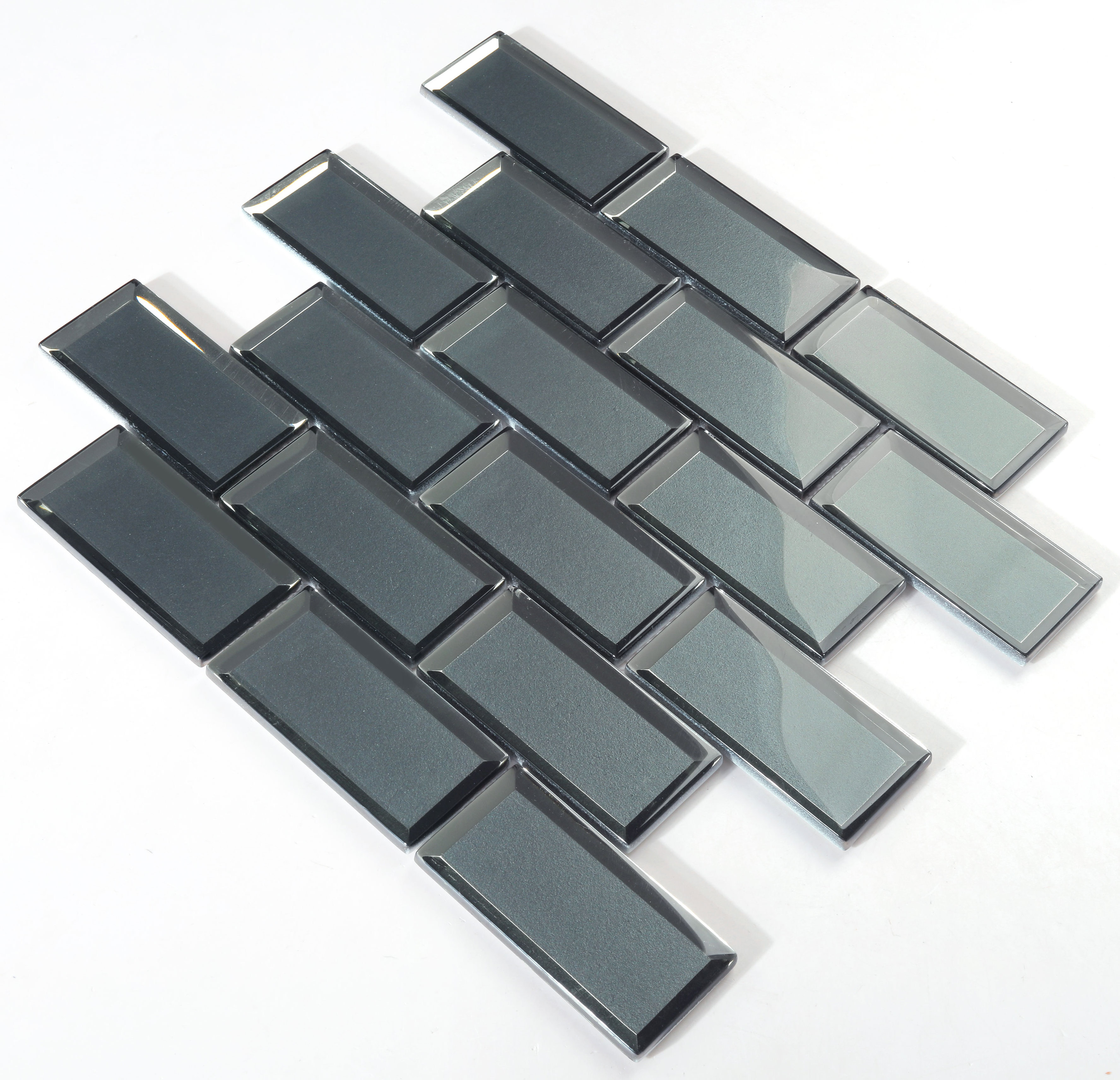 Brick Inverted Bevel Mirror  Glass Mosaic Tile For Kitchen, glass tile backsplash for Bathroom, Living Room