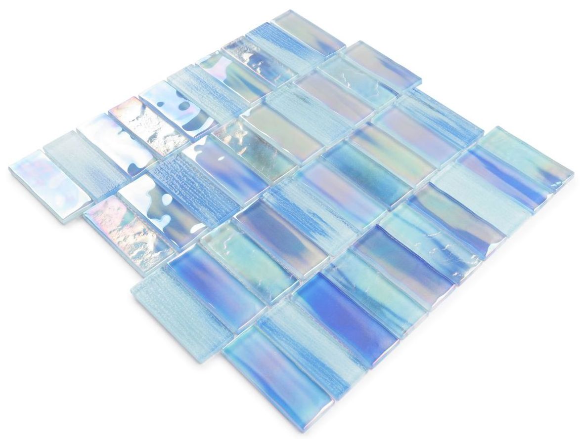 Bathroom Kitchen backsplash Iridescent Glossy Long Strip Bricks Crystal Glass Mosaic Tile