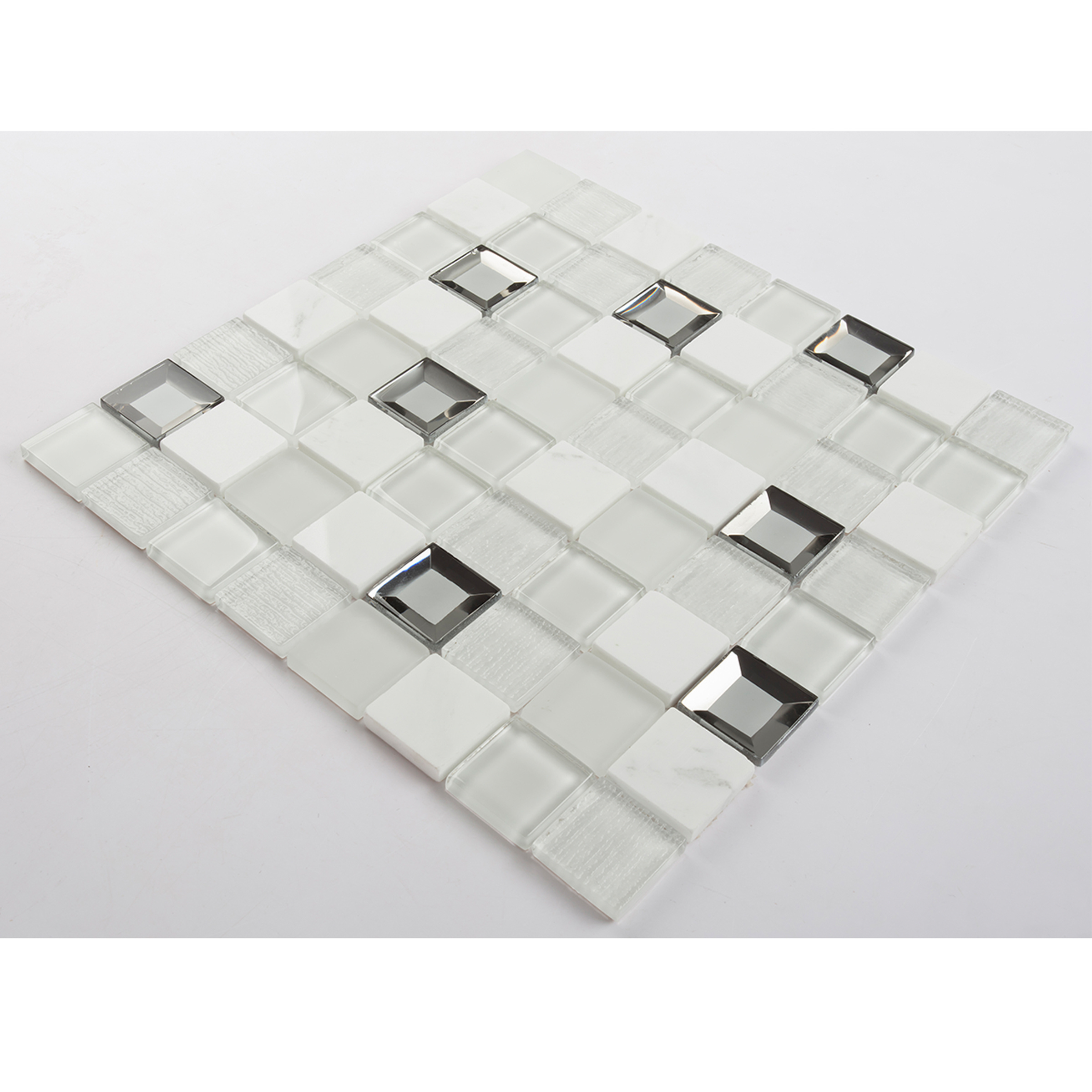 Crystal & Diamond & Stone Mix 36x36x8mm Glass Mosaic Tile Backsplash  For Kitchen, Bathroom, Living Room