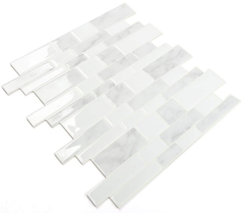 White Kitchen Backsplash Self-adhesive mosaic Wall Tile Peel and Stick Tile