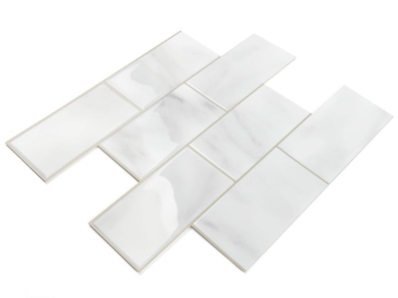 Pure White Brick Kitchen Backsplash Self-adhesive mosaic Wall Tile Peel and Stick Tile