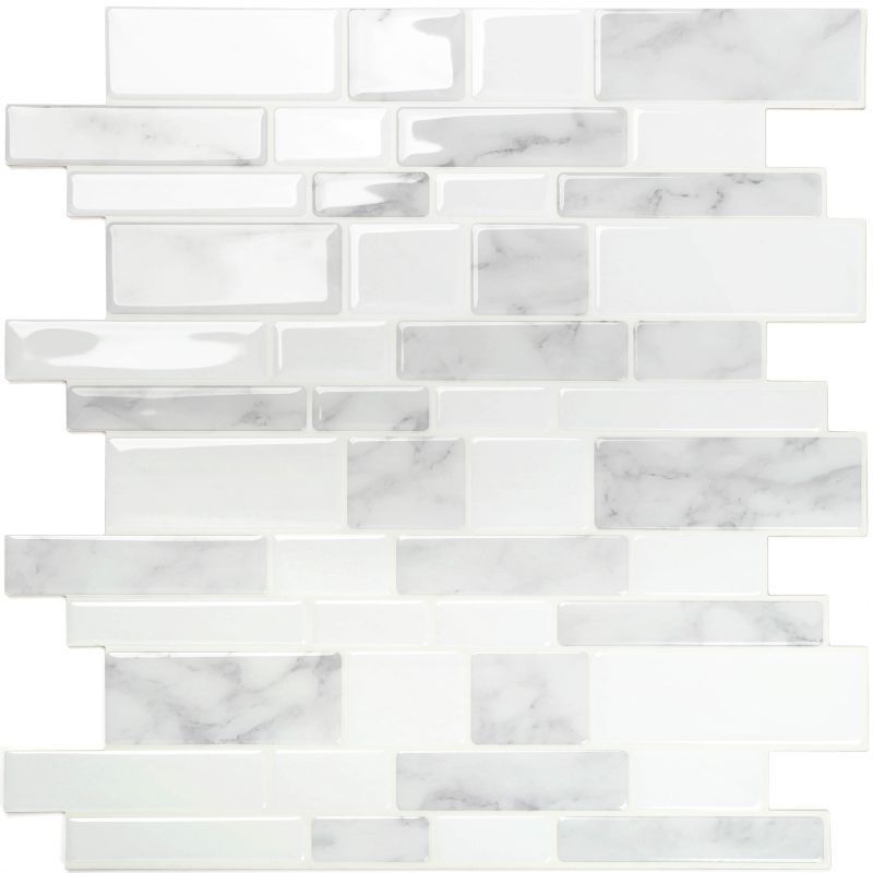 White Kitchen Backsplash Self-adhesive mosaic Wall Tile Peel and Stick Tile