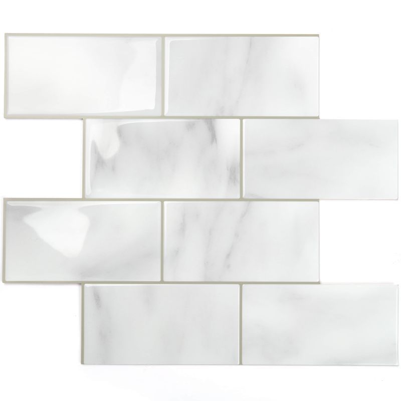 Pure White Brick Kitchen Backsplash Self-adhesive mosaic Wall Tile Peel and Stick Tile