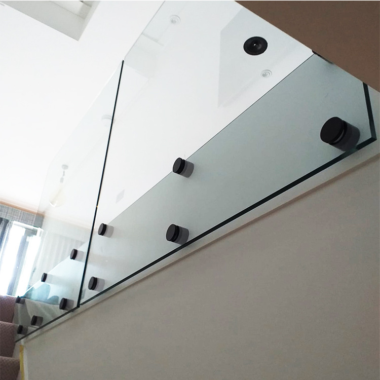 Balcony Glass 12 16mm Internal Frameless Standoff Pin External Wall Deck Metal Cable Railing Systems Sale Glass Base Rail