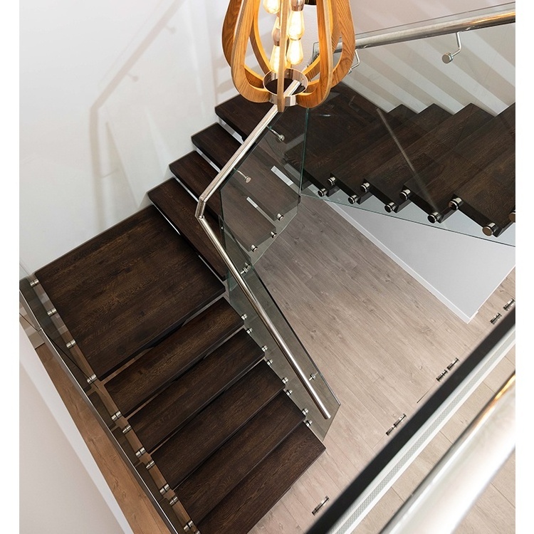 New Style Steel Staircase Design Used Spiral Metal Steel Stair Floating Wooden Metal Design Stair Tread Railing Outdoor Slide