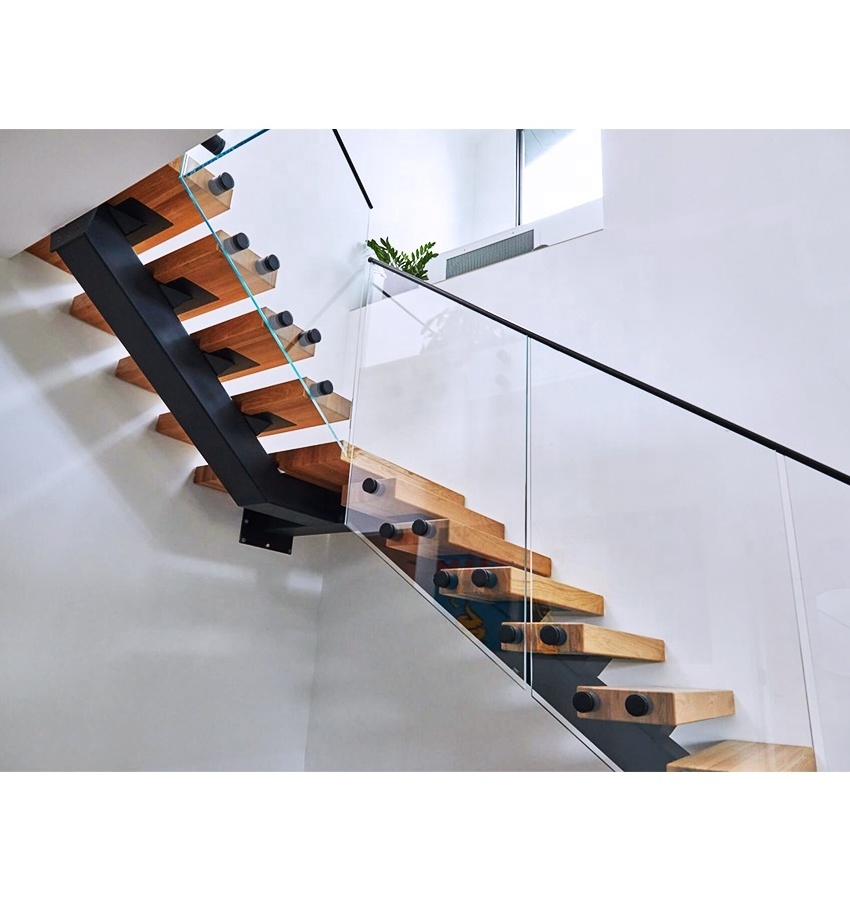 Residential Steel Stair Modern Smart Led Step Open Riser L Shape Staircase Design Smart Step Tread Floating Staircase