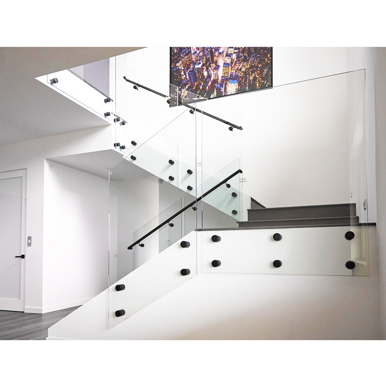 Balcony Glass 12 16mm Internal Frameless Standoff Pin External Wall Deck Metal Cable Railing Systems Sale Glass Base Rail