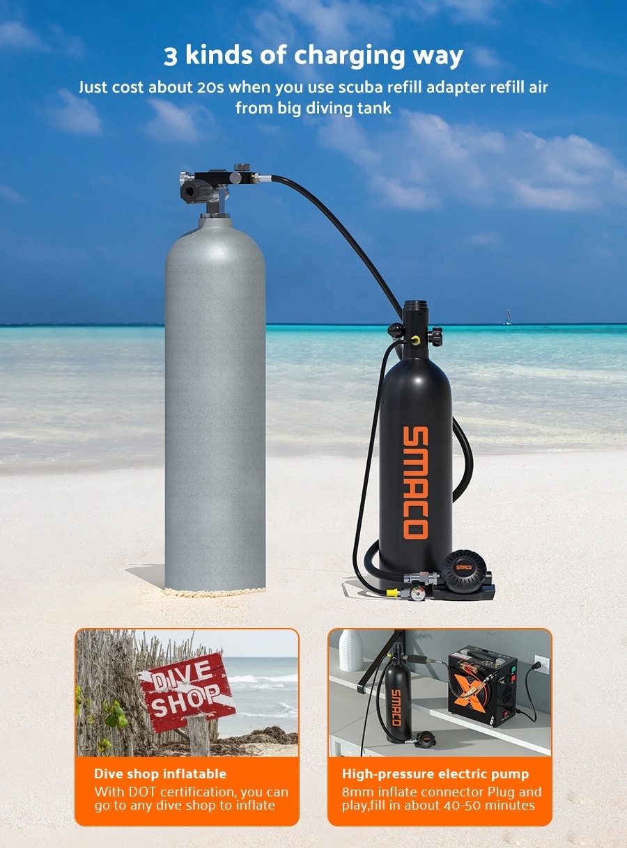 Manufacturer Direct Sale SMACO S700Pro 2Litre High Pressure 200bar 3000psi Air Tank Mini Scuba Diving Tank Equipment