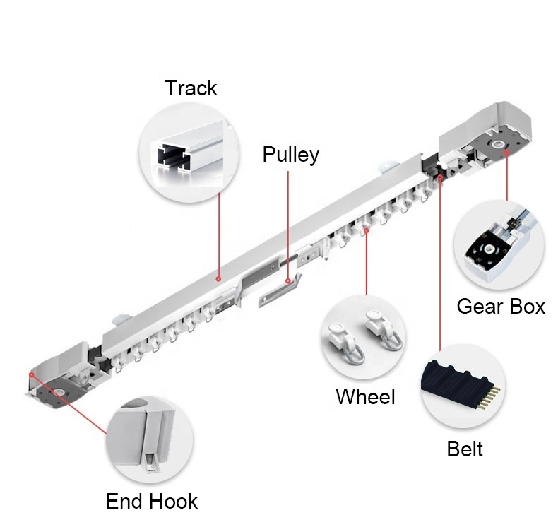 Gardens Smart Home Motorized Curtain Rails With Automatic Wifi Control OEM Custom Size Electric Curtain Rod