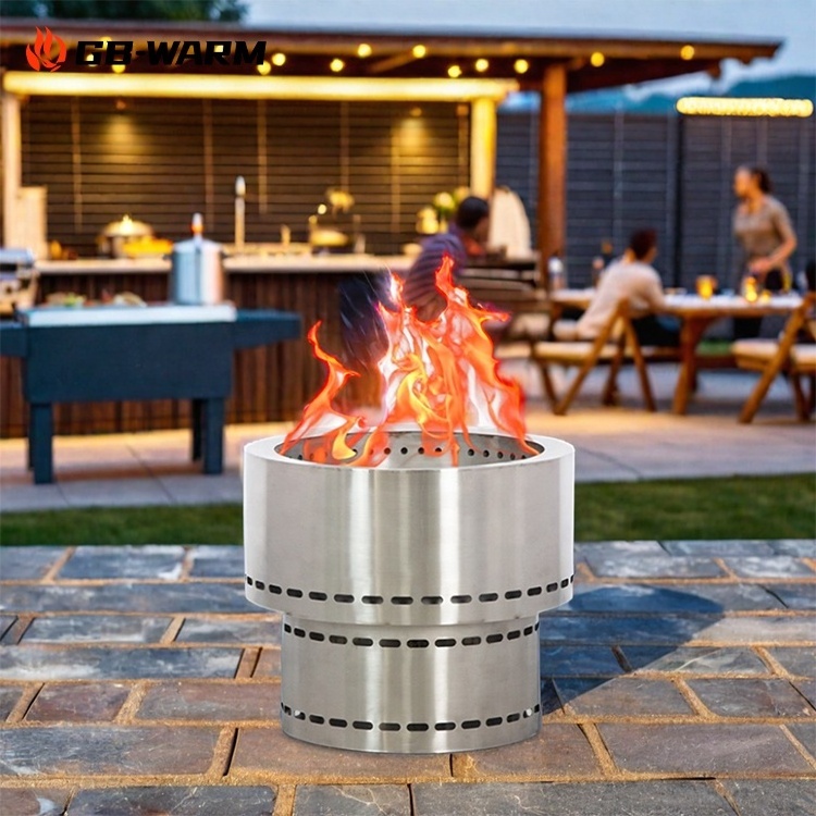 Garden outdoor camping picnic barbecue stainless steel smokeless wood pellet fire pit factory wholesale