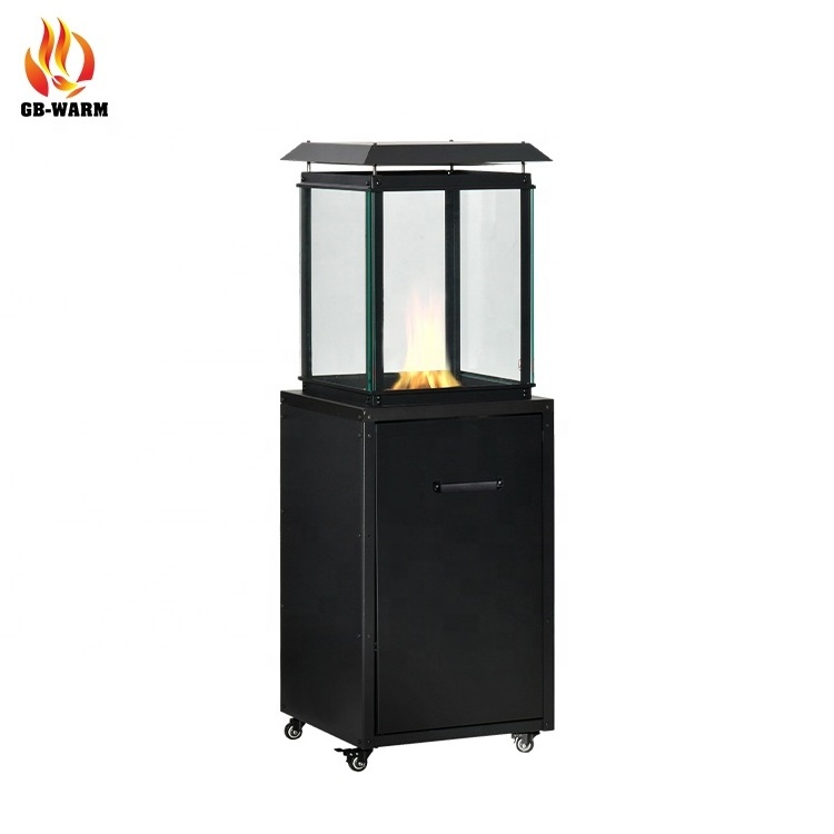 Square Outdoor Patio Heater Glass Flame Lava Rocks Logs-Steel Fire Pit Christmas Warming Gas Stocked-for Outdoor Entertaining