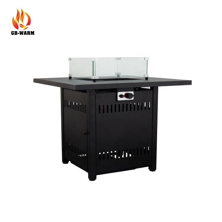 Black table volcanic stone countertop hot style gas fire pit table stainless steel burner