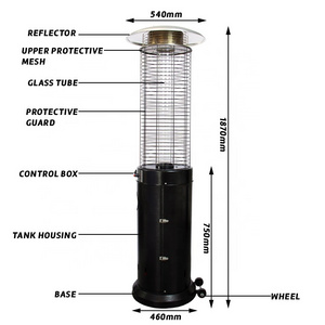 Good customer favoured garden treasure glass tube patio heater  low price table top outdoor patio heater