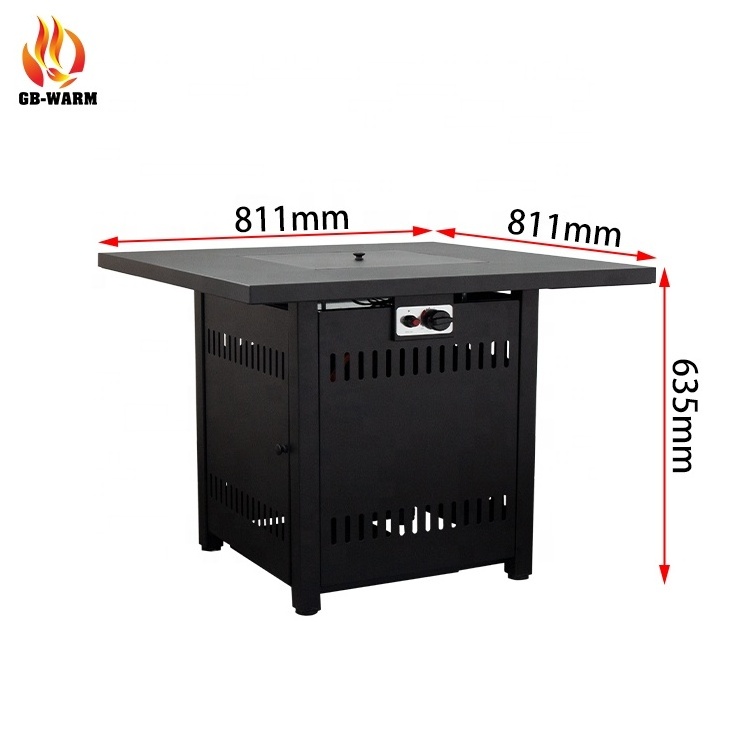 Black table volcanic stone countertop hot style gas fire pit table stainless steel burner