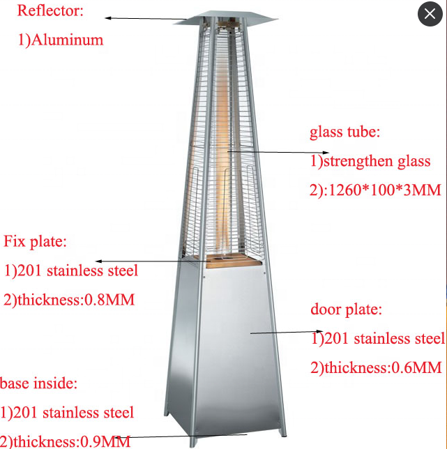 Glass Tube Flame Balcony Patio Heater With Bar Table luxury patio heater with quartz-glass | led illuminated