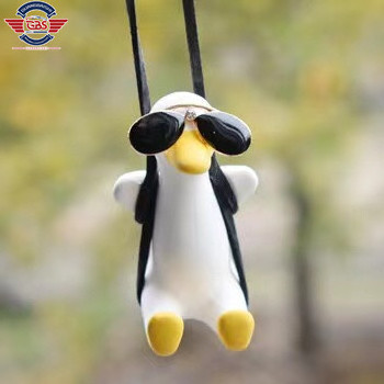 Super Cute Swing Duck  Rearview Mirror Hanging Charms Ornament Resin Auto Decoration Car Pendant Interior