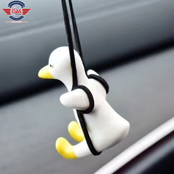 Super Cute Swing Duck  Rearview Mirror Hanging Charms Ornament Resin Auto Decoration Car Pendant Interior