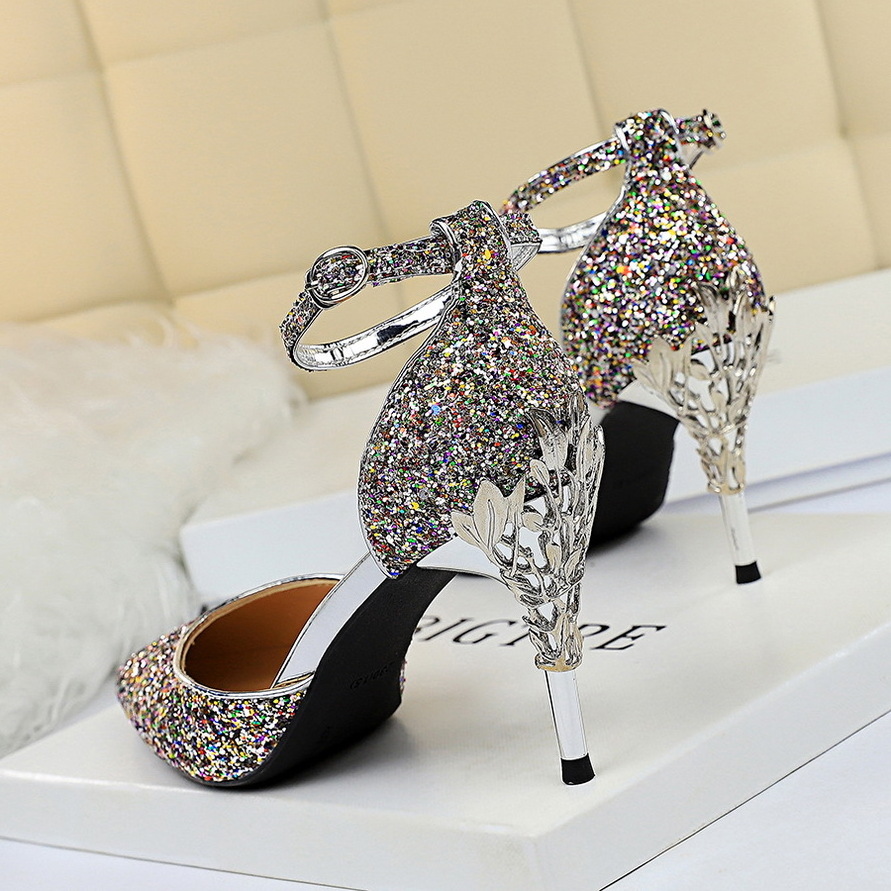 2023 Factory Custom fashion women wedding Diamond high heel sandals women party shoes high heels for women